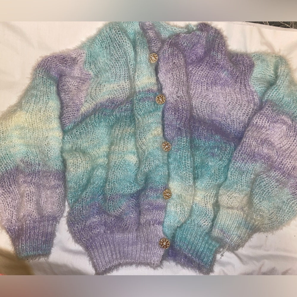 Pastel Knit Cardigan with Gold Buttons